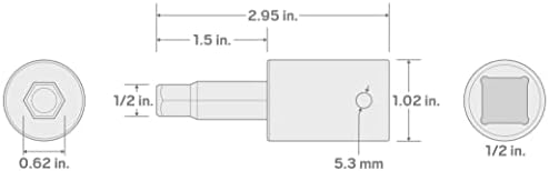 כונן טקטון 1/2 אינץ 'x 1/2 אינץ' משושה השפעה על שקע סיביות | SIB22213